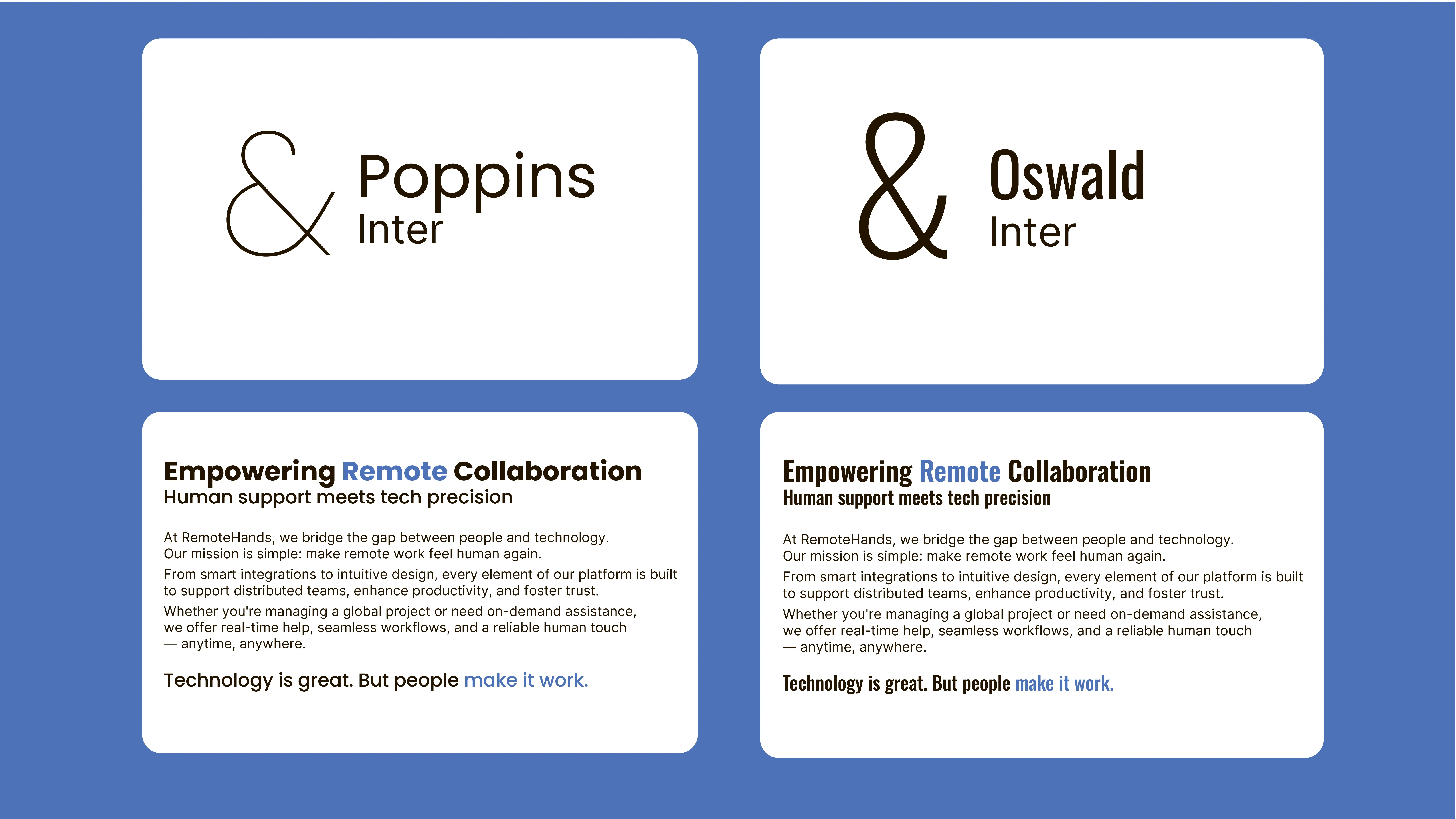 Remotehands - Image 6 - Font research - Poppins & Inter; Oswald & Inter